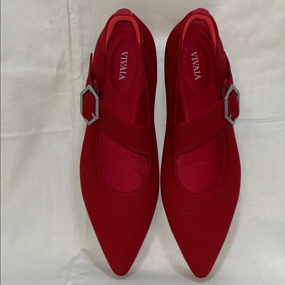 Vivaia Pointed Toe Mary Jane (Maria) Flats Ruby Red Size US 8.5 NWOT - Picture 4 of 5